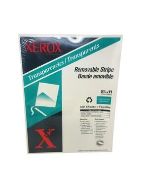 Xerox Removable Stripe Transparencies 8.5x11 Clear 100 Sheets Laser Copier